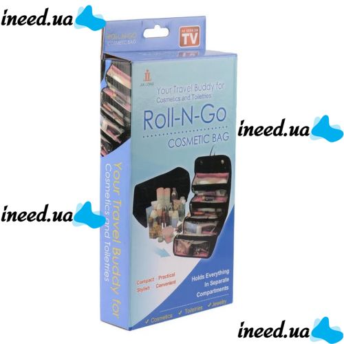 Органайзер для хранения косметики Roll-N-Go Black непромокаемый, Дорожная женская косметичка сумка Ролл енд Гоу Черная