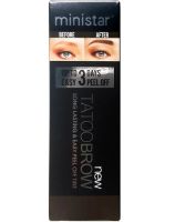 Водостойкая краска тинт Ministar Brow Tattoo Black Черный с тату эффектом для подчеркивания бровей, Маркер гель #102 10 мл для татуировки бровей