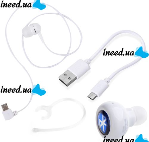 Беспроводной стерео наушник AirBeats Bluetooth mini 4.0 White вакуумная гарнитура с встроенным микрофоном и шумоподавлением для IOS и Android Белый