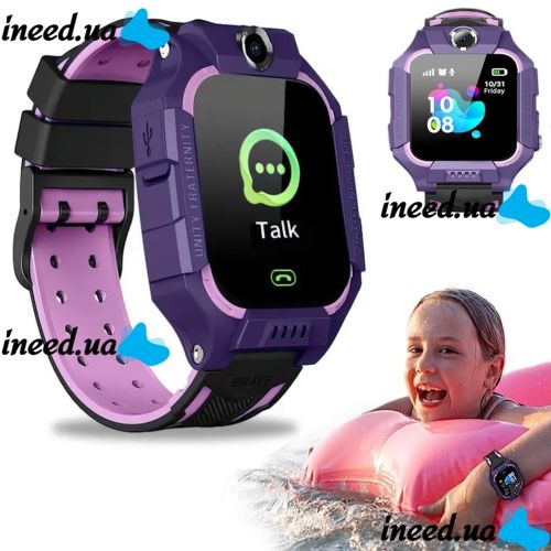 Наручные умные детские смарт часы Smart Watch X17 400 мА/ч с сим-картой, GPS, видеозвонком и фонариком водонепроницаемые для детей Фиолетовые