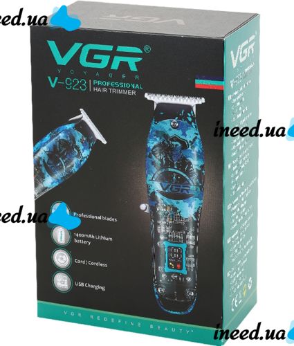 Аккумуляторная машинка для стрижки волос VGR V-923 мужская профессиональная машинка для окантовки бороды и усов с функцией триммера и 3 насадками USB