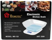 Кухонные электронные весы Domotec MS-125 Синие до 7 кг кулинарные весы с чашей и подсветкой для взвешивания на батарейках Домотек MX-403
