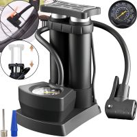 Велосипедный ножный насос Air pump AND S98-2409-Y с нипелем и манометром, Двухцилиндровый компрессор 160PSI для накачивания колес велосипеда и мячей