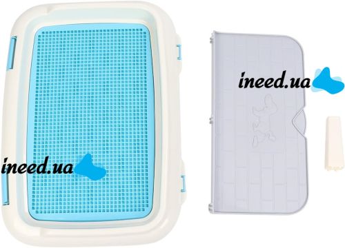 Лоток для собак со столбиком и стенкой Dog Toilet UniZoo 47.5x36 см двухслойный туалет с рамкой и сеткой под пеленку для собак с защитой от брызг