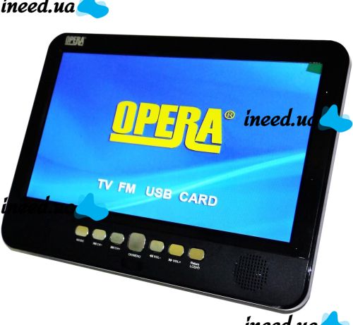 Автомобильный портативный телевизор Opera TV OP-1002 13,8" дюймов T2 от сети и от прикуривателя, Экран Опера с аккумулятором USB SD в автомобиль