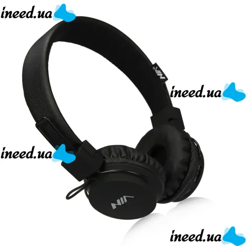 Беспроводные накладные Bluetooth наушники NIA X3 с МР3 плеером и FM Black, Полноразмерные блютуз стерео наушники с микрофоном и радио Черные