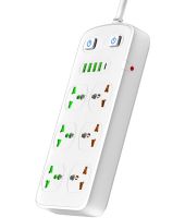 Сетевой фильтр Power Socket AR-CP05 2500W на 6 розеток 4 USB 1 Type-C 2 м удлинитель переноска с выключателем для подключения приборов к сети Белый