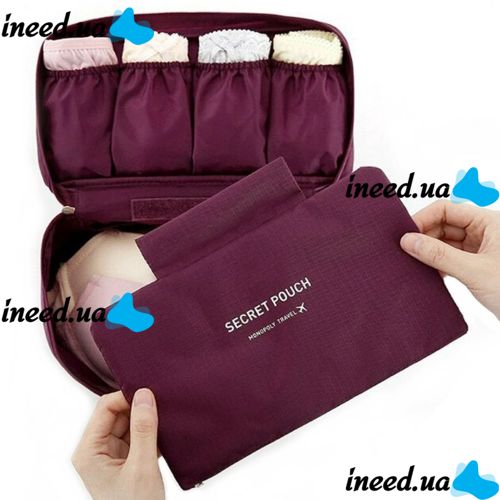 Набор дорожных сумок органайзеров Secret Pouch 6 штук Бордовые, чехлы мешки для хранения одежды в чемодане, водонепроницаемые для путешествий laundry
