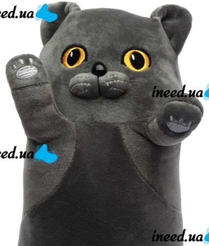 Мягкая плюшевая игрушка-подушка Кот Батон 90 см Dark Grey детская подушка обнимашка котик, игрушечный длинный антистресс кот-батон Темно серый