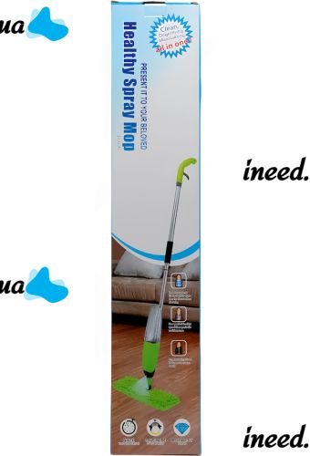 Швабра с распылителем и емкостью для воды Healthy Spray Mop 350 мл портативная швабра спрей с насадкой из микрофибры для уборки и мытья пола Зеленая