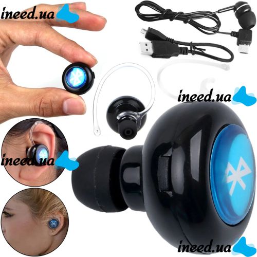 Беспроводные стерео наушники AirBeats Bluetooth mini 4.0 Black вакуумная гарнитура с встроенным микрофоном и шумоподавлением для IOS и Android Черные