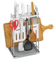 Кухонный органайзер сушилка Kitchen Rack CW-2001H для хранения и сушки столовых приборов, Подставка стеллаж для посуды досточки и ножей Серебристый