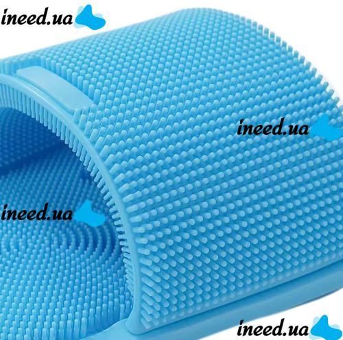 Силиконовый массажный шлепок Massage Slipper Tatboomu для массажа стоп ног, Тапочек 28.5х13.5 см с акупунктурным эффектом из силикона для душа Синий