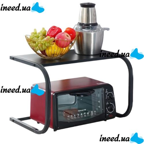 Настольная полка стеллаж для микроволновки Multifunctional Microwave rack AND979, Кухонный органайзер над микроволновой СВЧ печью для мелочей Черная