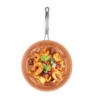 Стальная воздушная сковорода Migas Steel Air Fry Pan ML-0016 с антипригарным покрытием, Антипригарная сковородка для жарки без масла Коричневая