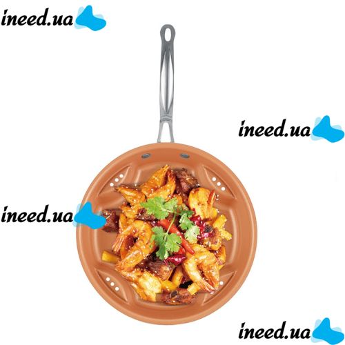 Стальная воздушная сковорода Migas Steel Air Fry Pan ML-0016 с антипригарным покрытием, Антипригарная сковородка для жарки без масла Коричневая