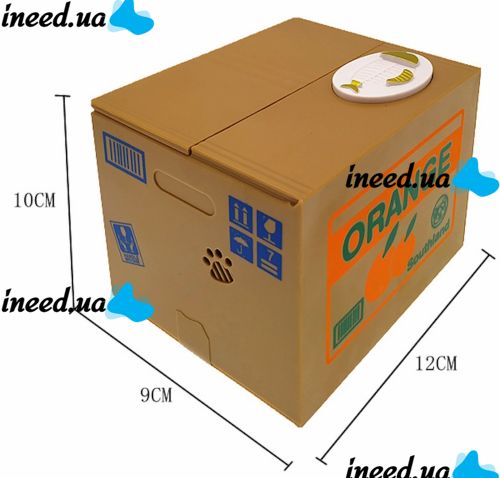 Детская интерактивная копилка Хитрый котик Mischief Saving Box на батарейках Копилка-сейф для денег кот воришка в коробке забирает монетку лапой
