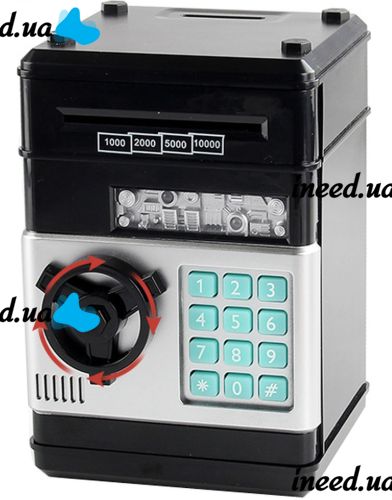 Children's electronic piggy bank safe Mony Safe, bill acceptor, ATM, with combination lock for paper bills, coins with Piggy Number Bank batteries