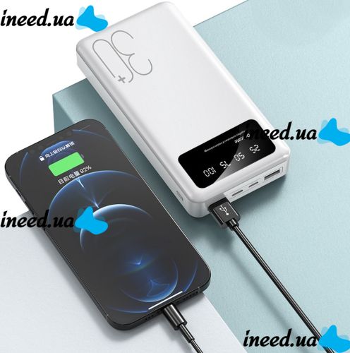 Зарядное устройство УМБ Power Bank 30000 mAh Martec Delicate 2xUSB с фонариком, Портативна батарея повербанк Внешний аккумулятор зарядка для телефона