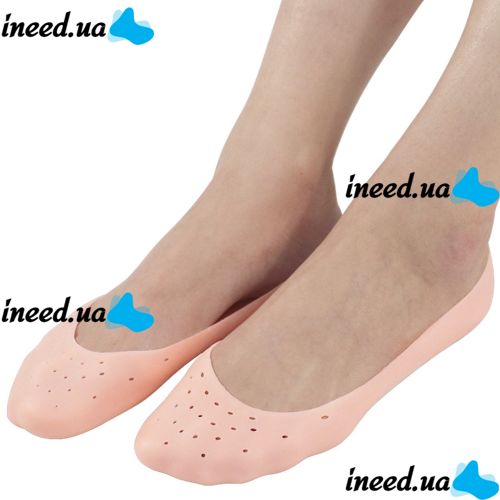 Универсальные силиконовые носки для ног и пяток Smiling Foot нескользящие защитные накладки для защиты от мозолей Anti-crack silicon socks Бежевые
