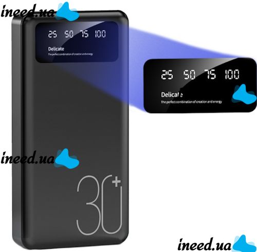 Зарядное устройство УМБ Power Bank 30000 mAh Martec Delicate 2xUSB с фонариком, Портативна батарея повербанк Внешний аккумулятор зарядка для телефона