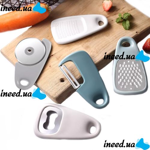 Брелок-органайзер Kitchenware из кухонных принадлежностей 5 предметов, Набор для кухни Терка, открывашка, нож, овощечистка на брелке для кемпинга