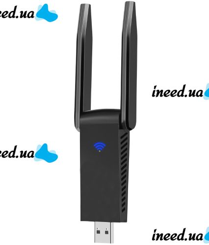 Двухдиапазонный беспроводной Wi-Fi адаптер Digital Lion UWA-05 Wifi репитер с USB 3.0 подключением 2.4 ГГц + 5 ГГц 1300 Mbps 2 антенны UWA05 Черный
