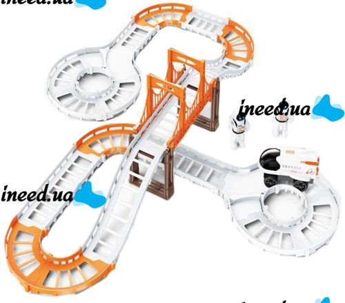 Конструктор космический автотрек Outer Space Track LT243173 со звуковыми эффектами и светом с шатлом, мостом и космонавтами 888-86 42 детали Белый