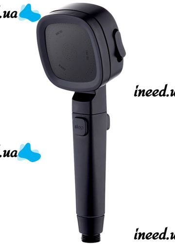 Квадратная насадка высокого давления Water Shower Head RD-3042 4 режима с кнопкой включения для душа, лейка с переключателем и фильтром Черная