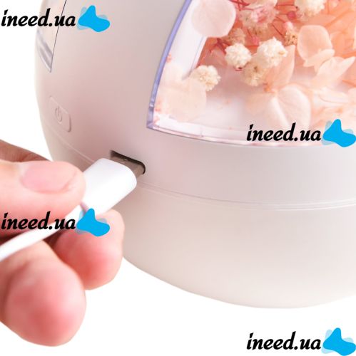 Аккумуляторный увлажнитель воздуха Poke Ball Flower Humidifier OFAN-505 с цветами и LED подсветкой, Настольный аромадиффузор ночник 220мл от USB
