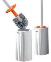 Туалетный ершик Toilet brush AND-7-10 с силиконовой плоской щеткой для чистки унитаза с креплением на стену, Навесной ёршик 40x10,5x9,7 см Белый