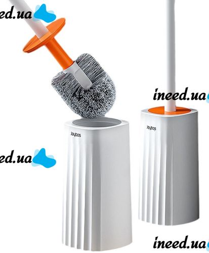 Туалетный ершик Toilet brush AND-7-10 с силиконовой плоской щеткой для чистки унитаза с креплением на стену, Навесной ёршик 40x10,5x9,7 см Белый