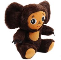 Детская мягкая игрушка Чебурашка 25 см плюшевая подушка обнимашка Kawaii baby kids с большими глазами и ушами для детей от 3-х лет Коричневая