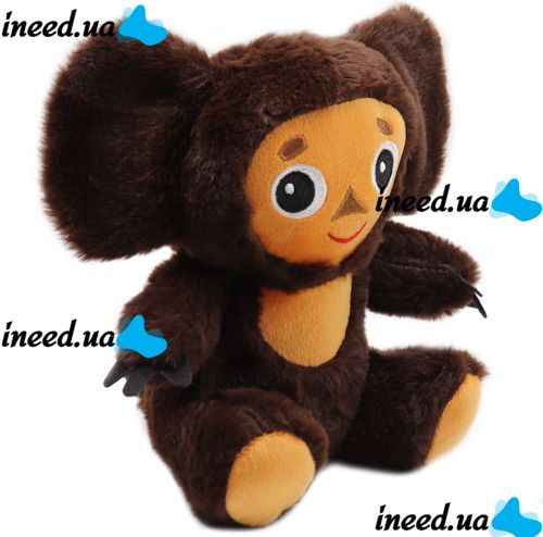 Детская мягкая игрушка Чебурашка 25 см плюшевая подушка обнимашка Kawaii baby kids с большими глазами и ушами для детей от 3-х лет Коричневая