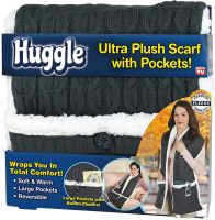Зимняя двухсторонняя безрукавка шарф с карманами Huggle Pocket Scarf на флисе, Мягкий домашний плюшевый шарф жилетка на пуговицах Серый