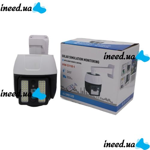 Уличный светодиодный фонарь муляж камеры HW-5118-1 44 SMD с реакцией на движение на солнечной батарее, Камера обманка лампа с датчиком движения Белая