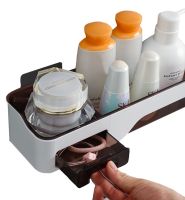 Прямоугольная настенная полка Wall-mounted shelf для ванной комнаты, Навесной многофункциональный органайзер для хранения в ванную Белый с черным