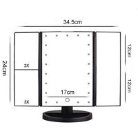 Cosmetic Triple Mirror with Touch Button Superstar Magnifying Mirror JN-817 3 in 1 with Magnification, Folding Mirror with LED Backlight Black
