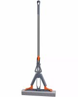 Телескопическая губчатая швабра Joybos With Bucket Z43 с отжимом для влажной уборки, швабра полотер 129 см с насадкой 28см для мытья пола Серая