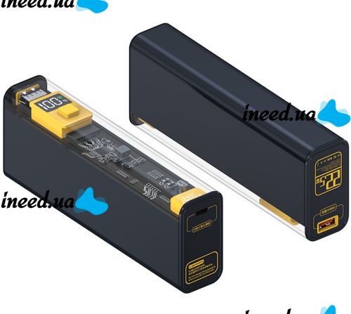 Портативное зарядное устройство Power Bank Cyberpunk YM-674 20000mAh 22.5W для зарядки телефона, Внешний аккумулятор повербанк USB Type-C Черный