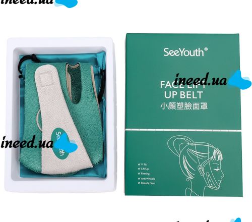 Подтягивающая маска бандаж для коррекции овала лица SeeYouth, Многоразовая омолаживающая V образная лифтинг маска, Косметический тейп для подбородка