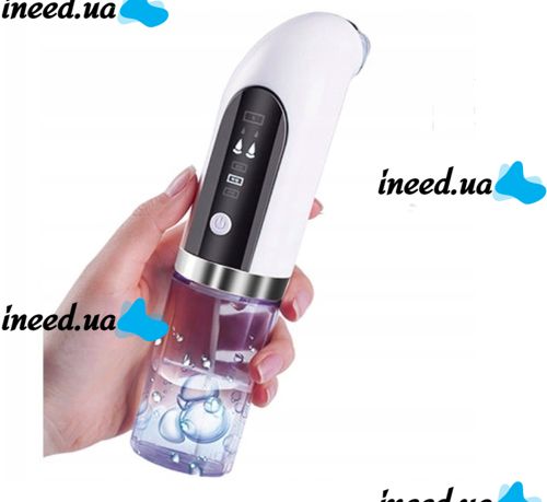 Rechargeable Vacuum Pore Cleaner Face Slimmer for Vacuum Cleaning of Facial Skin , Wireless Device for Hydropilling and Peeling 6 Nozzles White