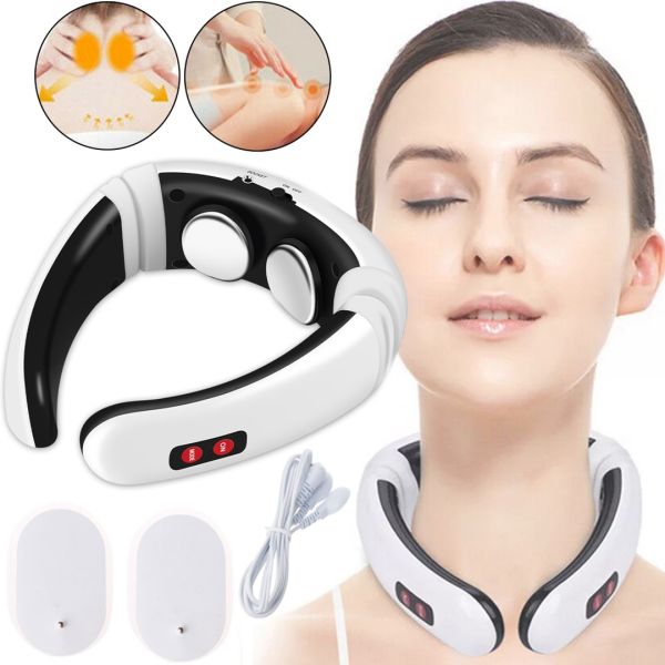 Электрический массажер для шеи Neck Massager HX-5880 импульсный миостимулятор для тела, электростимулятор для шейного отдела 3 режима на аккумуляторе