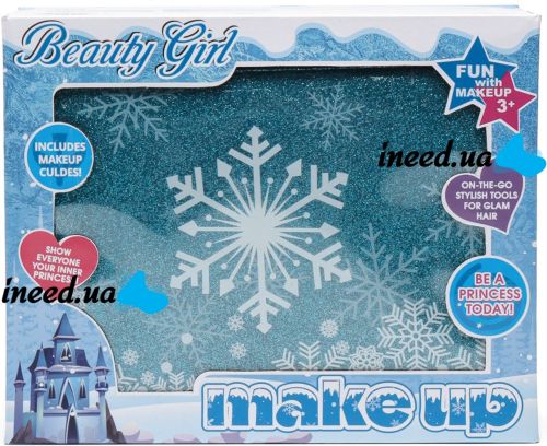 Набор детской косметики Холодное сердце Frozen Makeup Play Set декоративные тени, помада, лаки, корона и перчатки, комплект 17 предметов в чемодане