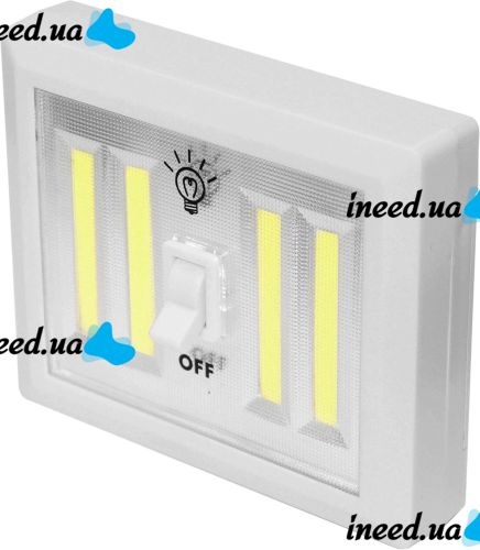 Настенный светильник Light Switch HY-604 беспроводной выключатель с тумблером COB, светодиодный LED ночник с включателем на батарейках для шкафа