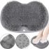 Силиконовый массажный коврик Чистюля щетка Shower Foot Scrubber Mat LY-379 Grey для спины и ног на присосках, Настенная нескользящая мочалка для душа Серая