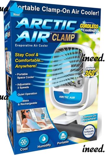 Handheld Mini Fan Arctic Air Coll Clamp Desktop Air Conditioner with Humidifier, Portable Air Cooler with Backlight on a USB Clothespin