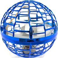 Светящийся летающий шар спиннер FlyNova pro Gyrosphere USB с LED подсветкой, Интерактивная игрушка левитирующий мяч бумеранг 95мм для детей Синий
