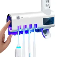 Держатель зубных щеток Brush Sterilizer 3 в 1 JX-5588, Диспенсер дозатор для зубной пасты, Уф стерилизатор, Контейнер с дезинфекцией Белый