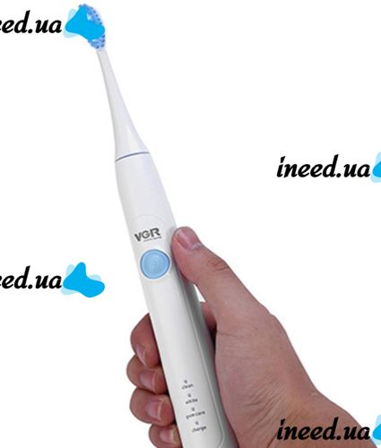 Electric Toothbrush VGR V-801 ultrasonic, pulsating USB Electric Brush with 2 nozzles for brushing teeth on a battery 3 modes White